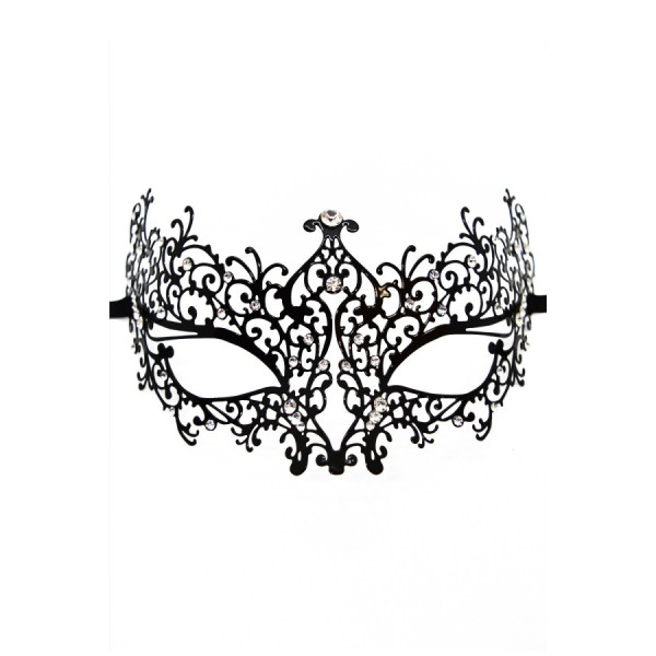 Masque vénitien Chiara rigide noir avec strass  